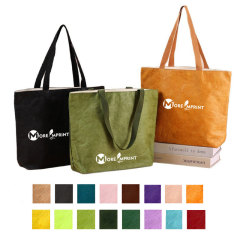 Reusable Washable Tote Kraft Paper Bag W/ Magnetic Closure
