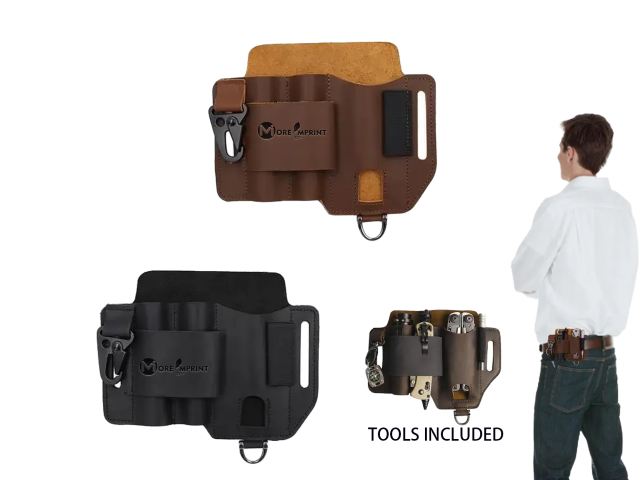 Men Multi-tool Leather Sheath EDC Pocket Organizer Storage Belt With TOOLS