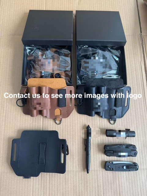 Men Multi-tool Leather Sheath EDC Pocket Organizer Storage Belt With TOOLS