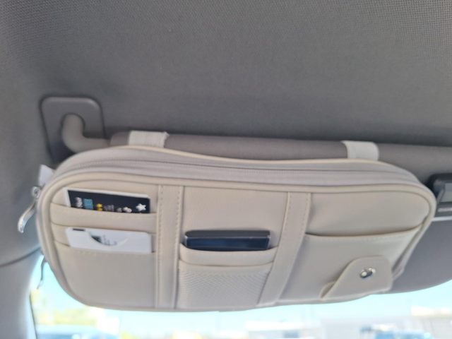 Car Visor Organizer, Truck SUV Sun Visor Storage Pocket PU Leather Pouch Holder with Multi-Pocket Double Zipper Net Pocket, for Cards Pens Sunglasses Document (Black)