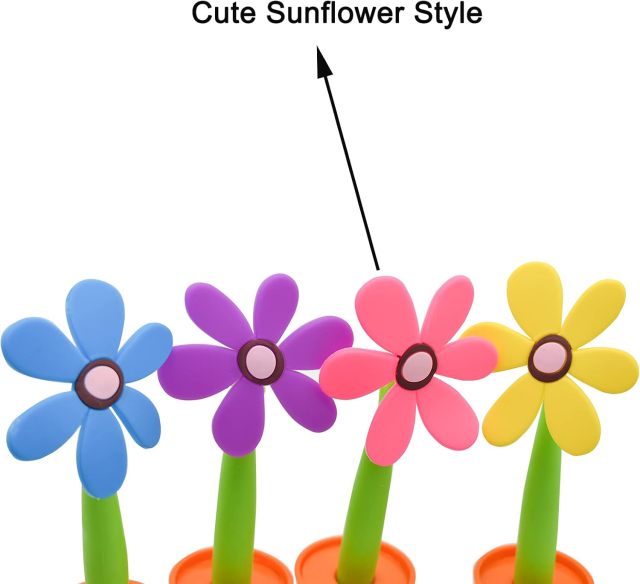 Colorful Flower Pen W/ Pot Stand on Desk Student Ballpoint