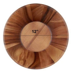 3Psc Large Wooden Salad Bowl Set with Spoon and Fork