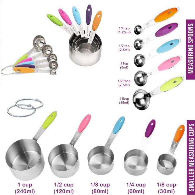 10 Pcs Stainless Steel Measuring Cups and Spoons Set