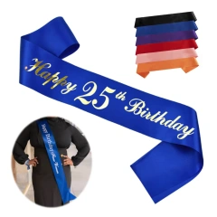 Personalized Birthday Party Sash W/ Custom Gold Lettering
