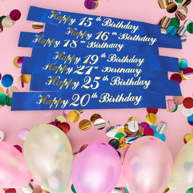 Personalized Birthday Party Sash W/ Custom Gold Lettering