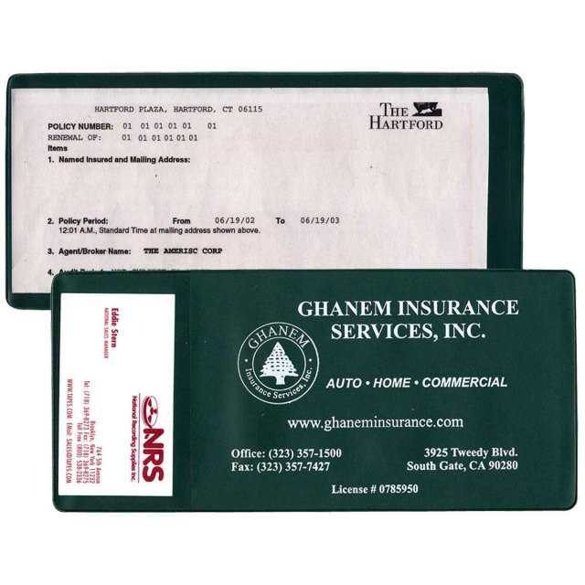 Printed Large Insurance Card Holders w/ Business Card Pocket
