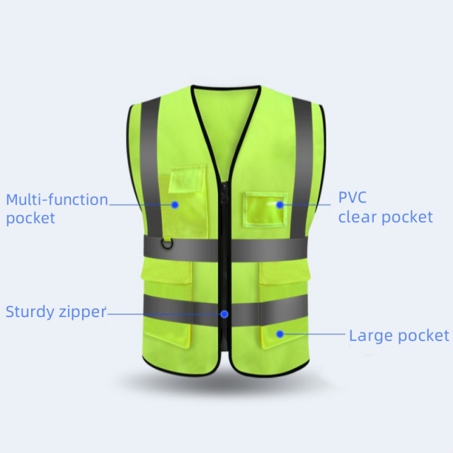 High Visibility Unisex Reflective Safety Vest with Pockets