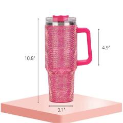 40 Oz Bling Rhinestones Tumbler With Handle Straw and Lid