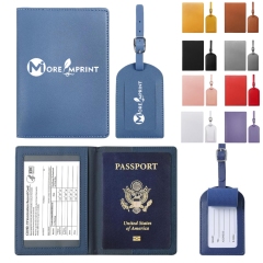 PU Leather Luggage tag and passport holder gift set