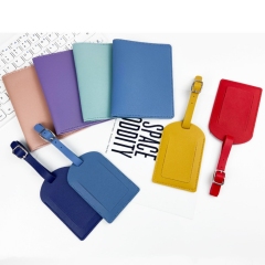 PU Leather Luggage tag and passport holder gift set