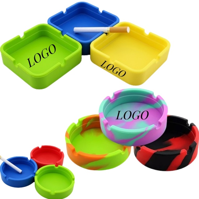 Lightweight Unbreakable Square Round Silicone Ashtray