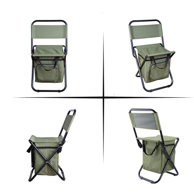 Folding Fishing Backrest Chair W/ Cooler Insulated Bag