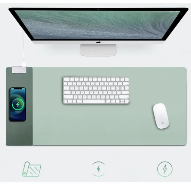 Leather Wireless Charging Desk Mat Pad