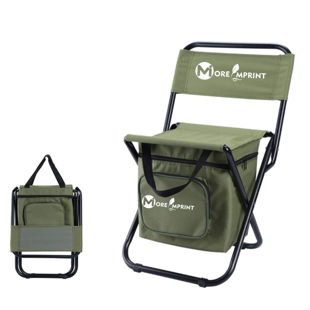 Folding Fishing Backrest Chair W/ Cooler Insulated Bag