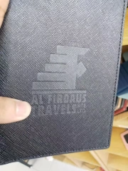 Diamond-Textured Leather Passport Holder Wallet with RFID