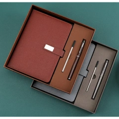 Office School PU Leather A5/A6 Notebook with Pen Gift Set