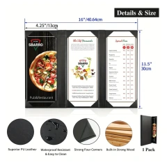 4.25 X 11 Inches Leather Hotel Restaurant Menu Holder