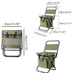 Folding Fishing Backrest Chair W/ Cooler Insulated Bag