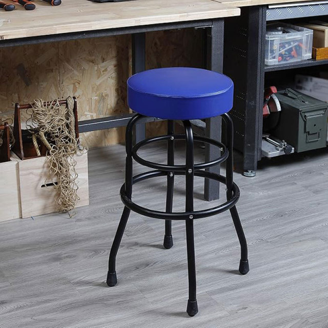 360 Dgree Swivel Shop Bar Stool with Padded Seat Steel Legs