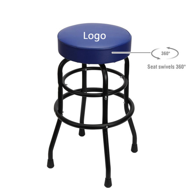 360 Dgree Swivel Shop Bar Stool with Padded Seat Steel Legs