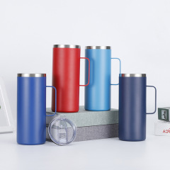 24oz Portable Travel Stainless Steel Coffee Mug With Handle