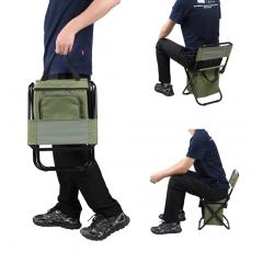 Folding Fishing Backrest Chair W/ Cooler Insulated Bag