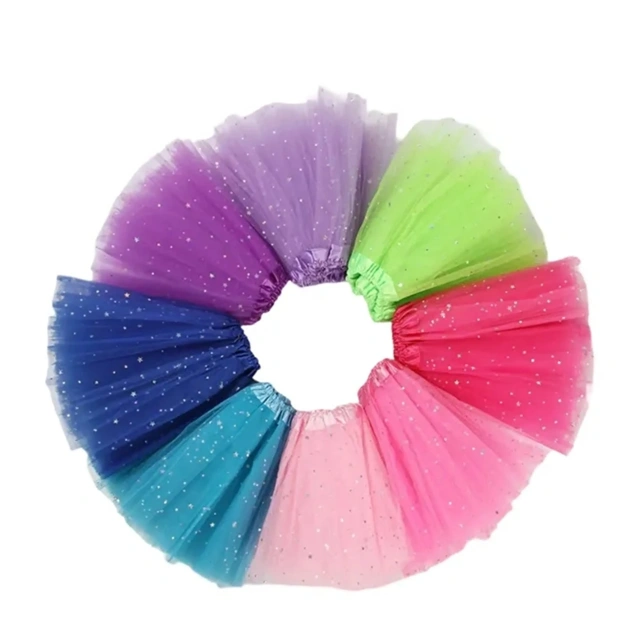 Girls Layered Stars Sequins Tutu Skirt Ballet Dance Dress