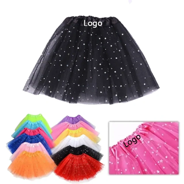 Girls Layered Stars Sequins Tutu Skirt Ballet Dance Dress