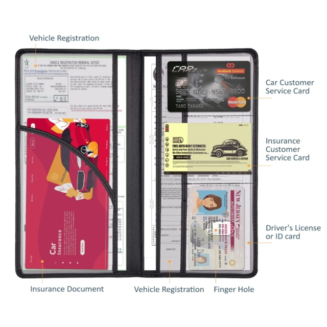Leather Auto Registration and Insurance Card Holder