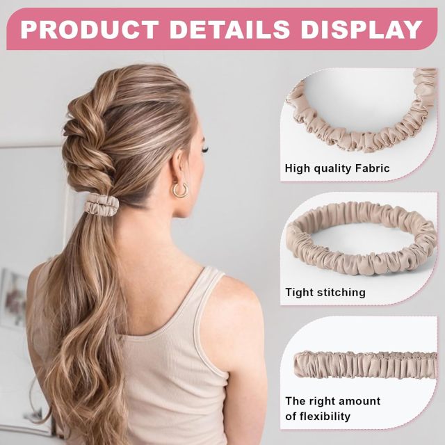 100% Mulberry Silk Scrunchies Gentle Thin Elastic Hair Ties