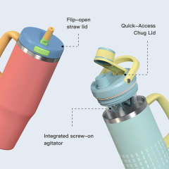 40 oz Insulated Tumbler with Interchangeable Lids & Handle