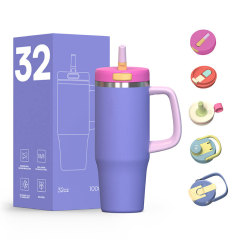 40 oz Insulated Tumbler with Interchangeable Lids & Handle