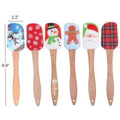 Christmas Silicone Spatula with Wooden Handle Cake Scraper