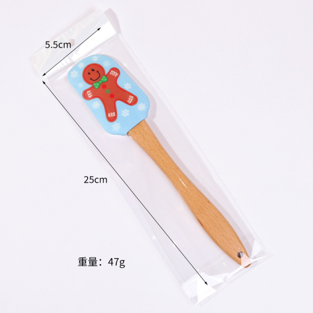 Christmas Silicone Spatula with Wooden Handle Cake Scraper