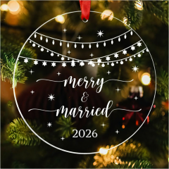 Clear Round Acrylic Christmas Ornaments DIY Blanks W/ Ribbon