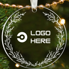 Clear Round Acrylic Christmas Ornaments DIY Blanks W/ Ribbon