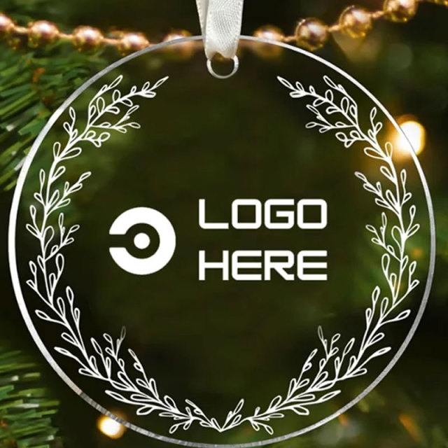 Clear Round Acrylic Christmas Ornaments DIY Blanks W/ Ribbon