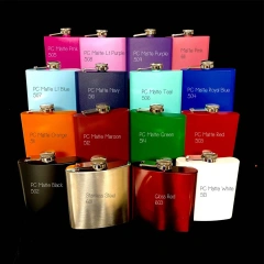 6oz. Multi-colored Stainless Steel Hip Flask Funnel Set