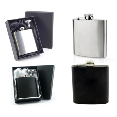 6oz. Multi-colored Stainless Steel Hip Flask Funnel Set