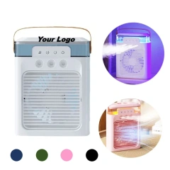 LED Desktop USB Misting Air Cooling Fan Adjustable 3 Speeds