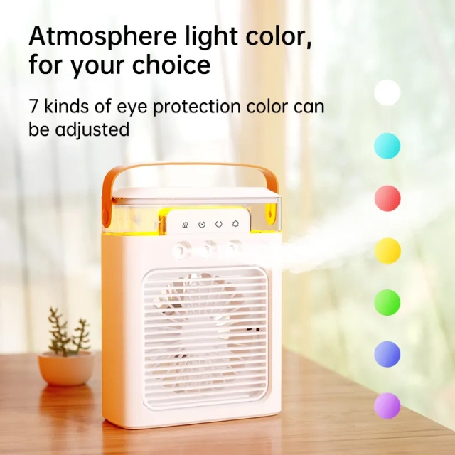 LED Desktop USB Misting Air Cooling Fan Adjustable 3 Speeds