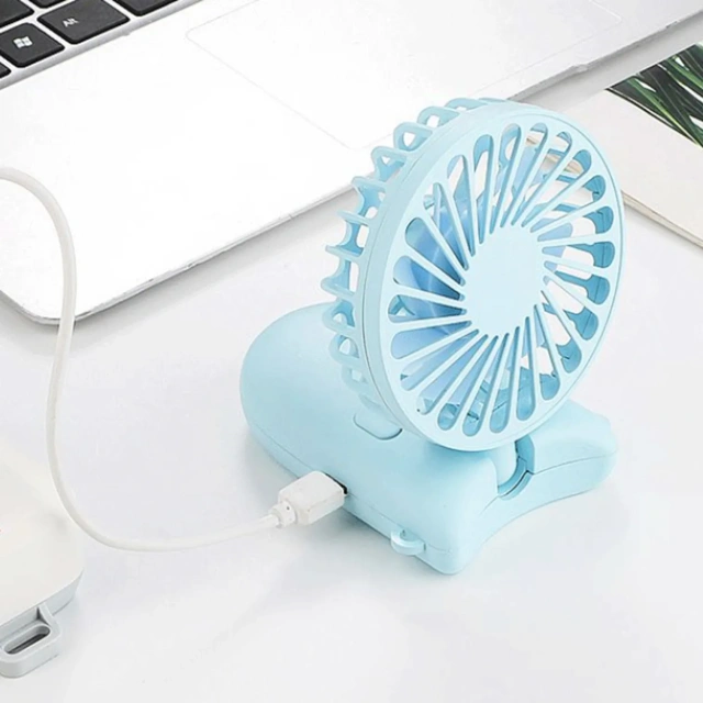 Rechargeable Folding Handheld Adjustable Fan with Lanyard