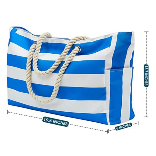 26L Canvas Waterproof Beach Tote Travel Large Zippered Bag