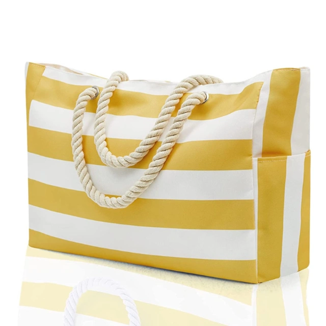 26L Canvas Waterproof Beach Tote Travel Large Zippered Bag