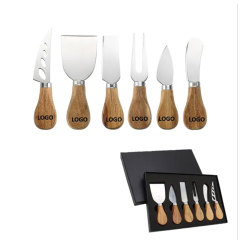 6 Pcs Acacia Wood Handle Cheese Knife Set