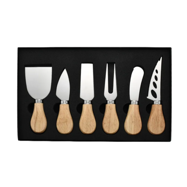 6 Pcs Acacia Wood Handle Cheese Knife Set