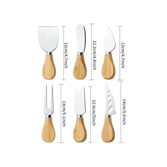 6 Pcs Acacia Wood Handle Cheese Knife Set
