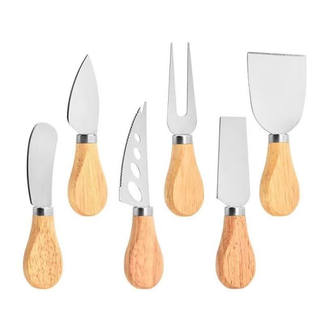 6 Pcs Acacia Wood Handle Cheese Knife Set