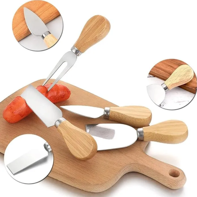6 Pcs Acacia Wood Handle Cheese Knife Set