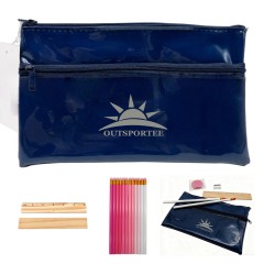 6 PCS Stationery Set PVC Case Pencil Ruler Eraser Sharpener Kit